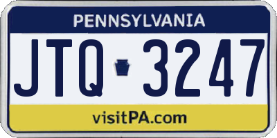 PA license plate JTQ3247