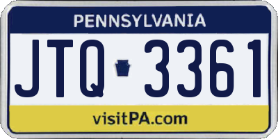PA license plate JTQ3361
