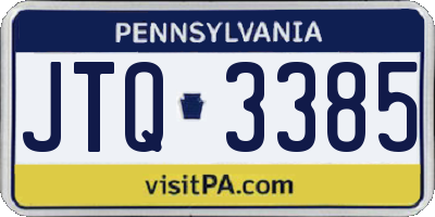 PA license plate JTQ3385