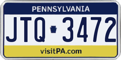 PA license plate JTQ3472