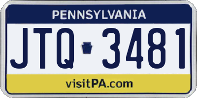 PA license plate JTQ3481