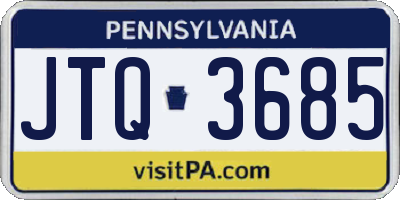 PA license plate JTQ3685