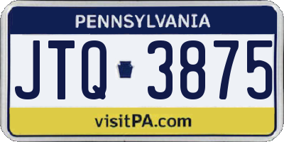 PA license plate JTQ3875