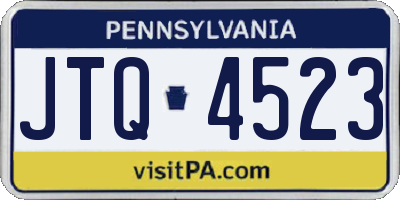 PA license plate JTQ4523
