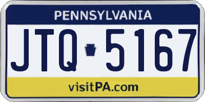 PA license plate JTQ5167