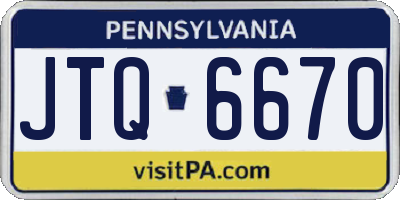 PA license plate JTQ6670