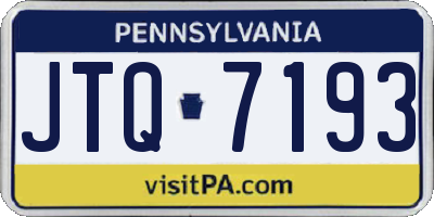 PA license plate JTQ7193