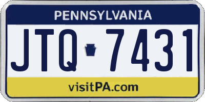 PA license plate JTQ7431