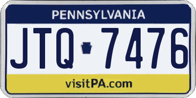 PA license plate JTQ7476