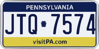 PA license plate JTQ7574