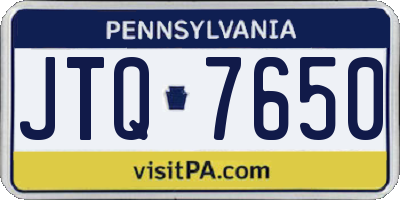 PA license plate JTQ7650