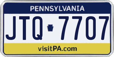 PA license plate JTQ7707