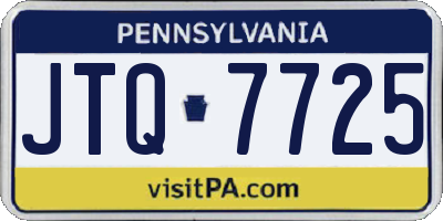 PA license plate JTQ7725