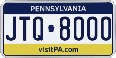 PA license plate JTQ8000