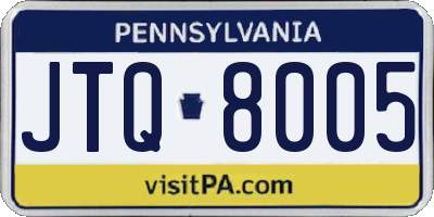 PA license plate JTQ8005