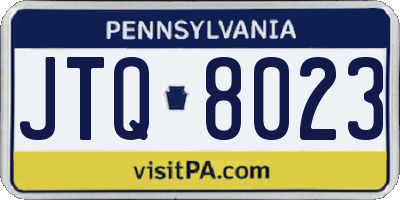 PA license plate JTQ8023