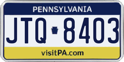 PA license plate JTQ8403