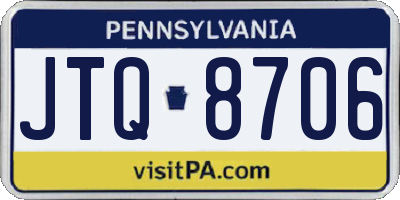 PA license plate JTQ8706
