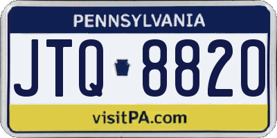 PA license plate JTQ8820