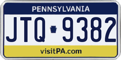 PA license plate JTQ9382