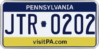 PA license plate JTR0202