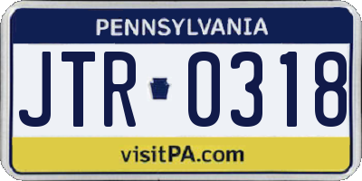 PA license plate JTR0318