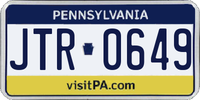 PA license plate JTR0649