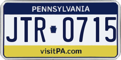 PA license plate JTR0715