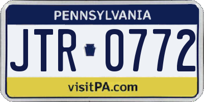 PA license plate JTR0772