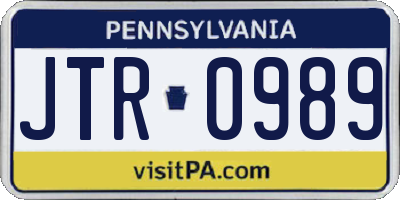 PA license plate JTR0989