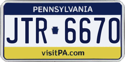PA license plate JTR6670