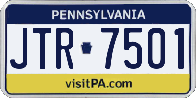 PA license plate JTR7501
