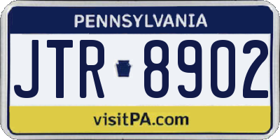 PA license plate JTR8902