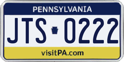 PA license plate JTS0222