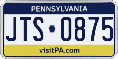 PA license plate JTS0875