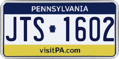 PA license plate JTS1602