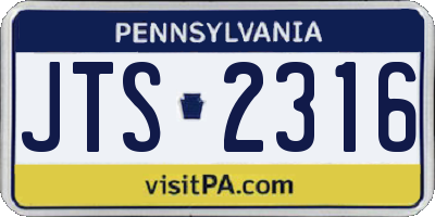 PA license plate JTS2316