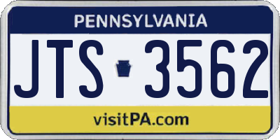 PA license plate JTS3562