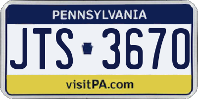 PA license plate JTS3670