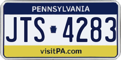 PA license plate JTS4283