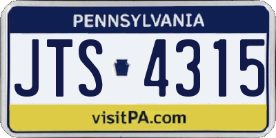 PA license plate JTS4315