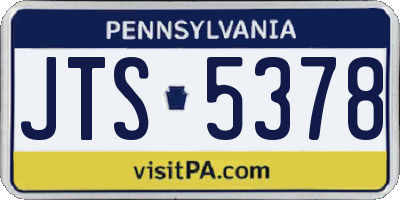 PA license plate JTS5378