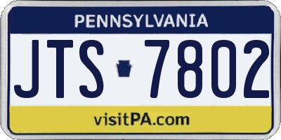 PA license plate JTS7802