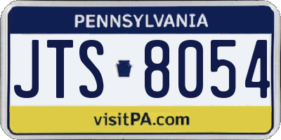 PA license plate JTS8054