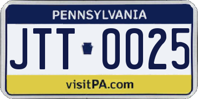 PA license plate JTT0025