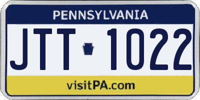 PA license plate JTT1022