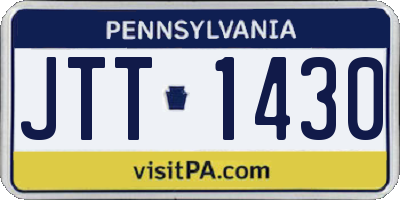 PA license plate JTT1430
