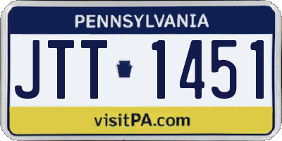 PA license plate JTT1451