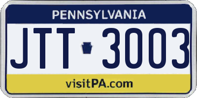 PA license plate JTT3003