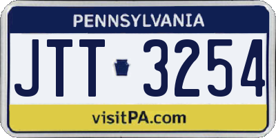 PA license plate JTT3254